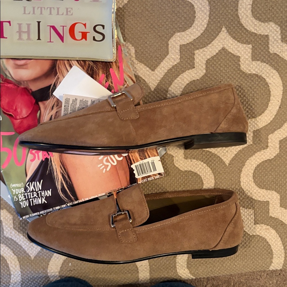 Mango MNG Tan Suede leather Loafers with Gold Accent; size 38 ( US 7.5); NWT - Picture 9 of 11